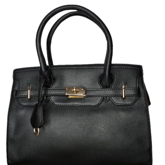 The Swift Vegan Leather Classic British-Style Black Handbag, Large. Hot Seller! - Picture 2 of 7